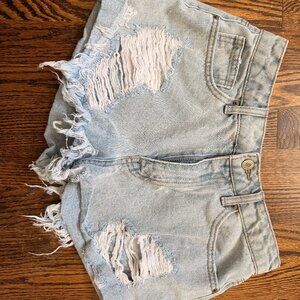Forever 21 Distressed Light Wash Denim Shorts – Size 26